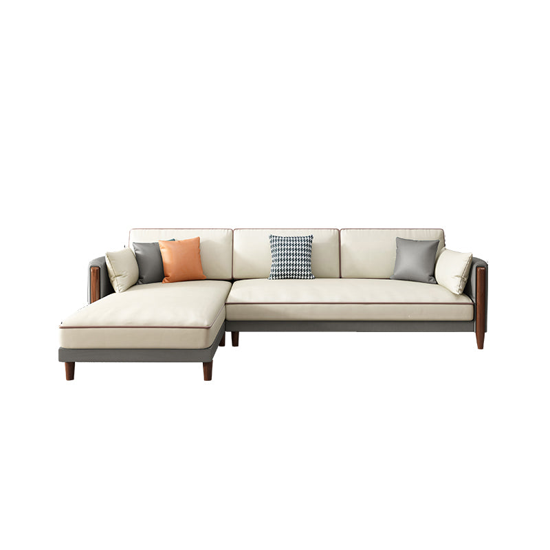Contemporary Square Arm Sectional with Pillowed Back Cushions