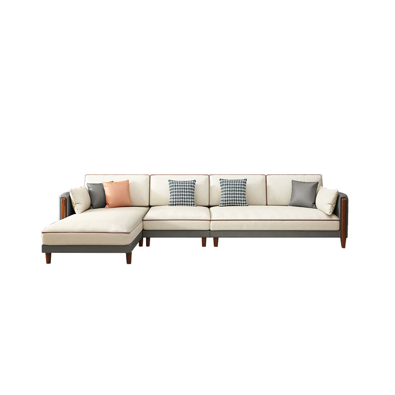 Contemporary Square Arm Sectional with Pillowed Back Cushions