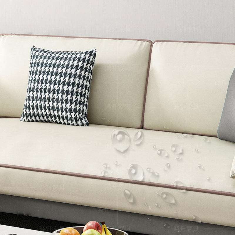 Contemporary Square Arm Sectional with Pillowed Back Cushions