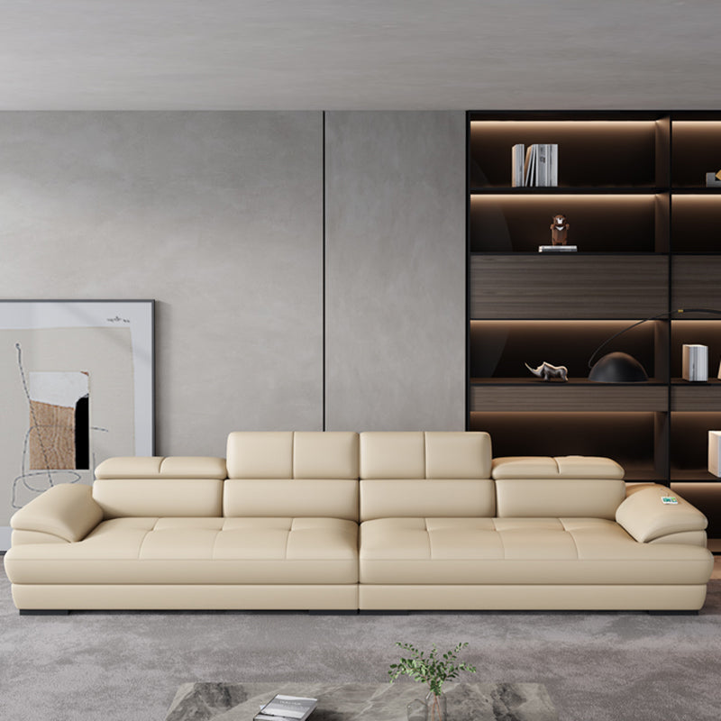 Beige Contemporary Sofa with Pillow Top Arm and Storage 27.6"