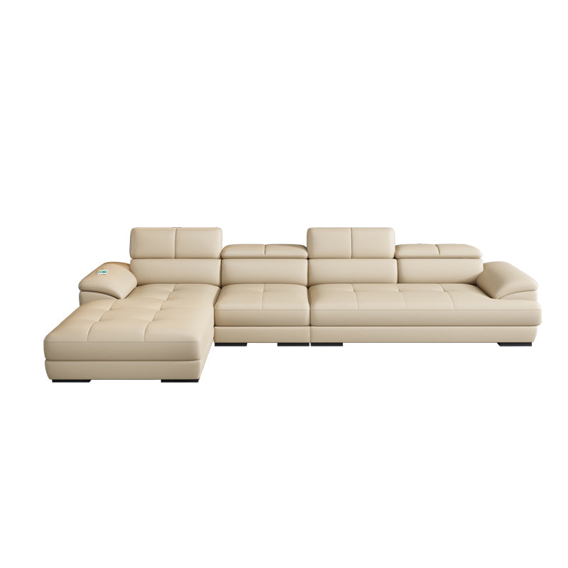 Beige Contemporary Sofa with Pillow Top Arm and Storage 27.6"