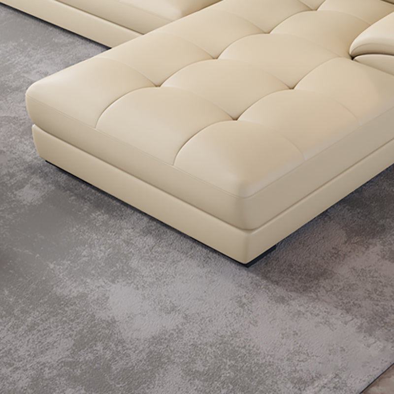 Beige Contemporary Sofa with Pillow Top Arm and Storage 27.6"