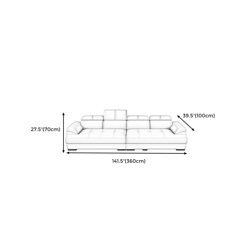 Beige Contemporary Sofa with Pillow Top Arm and Storage 27.6"