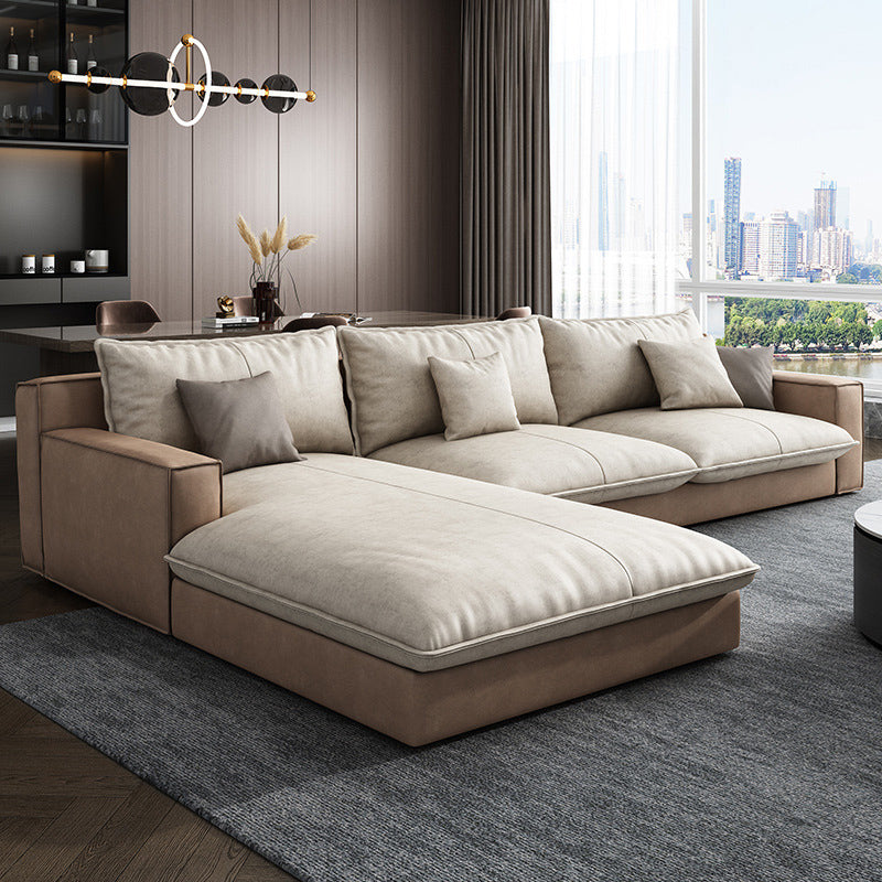 Assembled Living Room Square Arm Modular Contemporary Sofa & Chaise