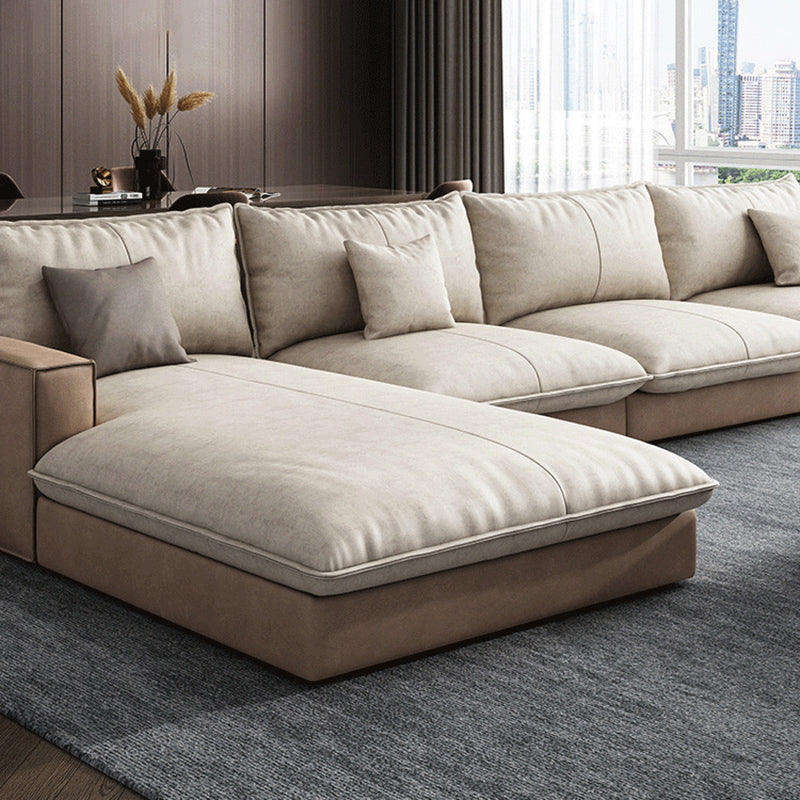 Assembled Living Room Square Arm Modular Contemporary Sofa & Chaise