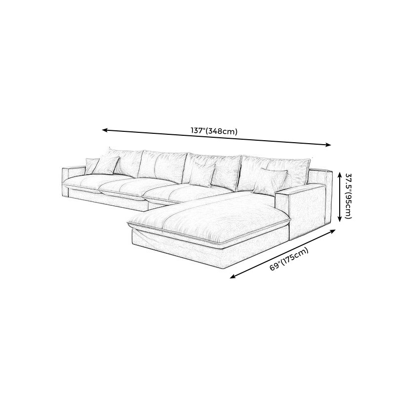 Assembled Living Room Square Arm Modular Contemporary Sofa & Chaise