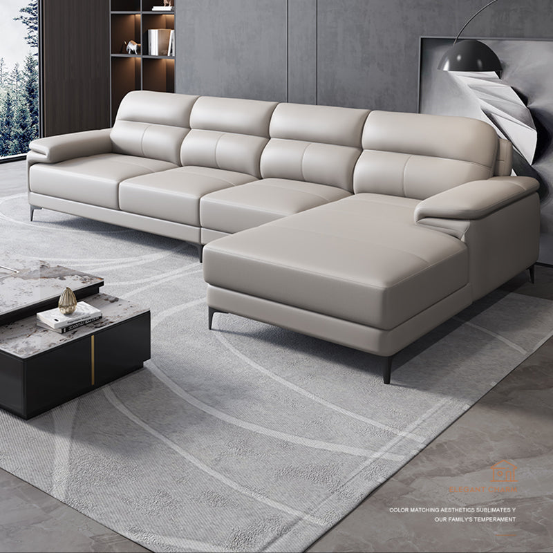 Contemporary Light Grey Sofa with Pillow Top Arm for Apartment 35.43"