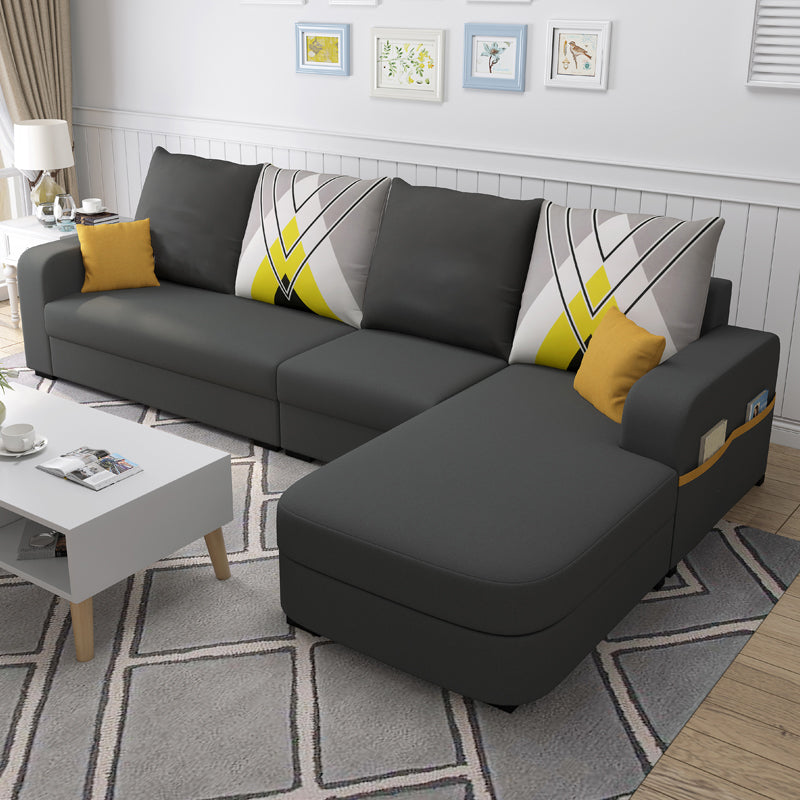 Contemporary Square Arm Sofa with Bolster Pillows for Living Room, Apartment