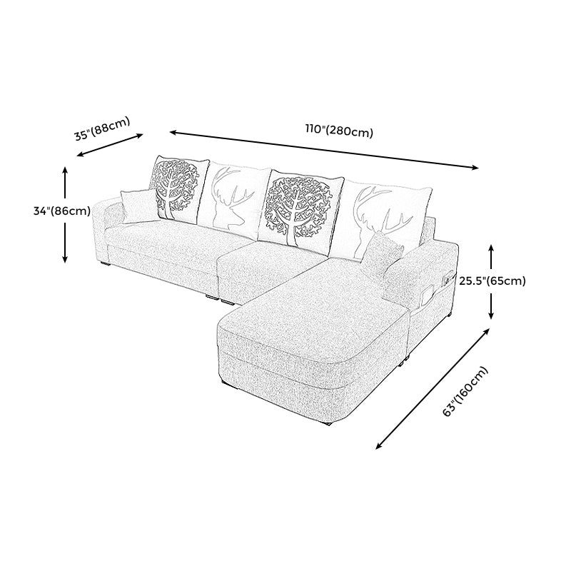 Contemporary Square Arm Sofa with Bolster Pillows for Living Room, Apartment