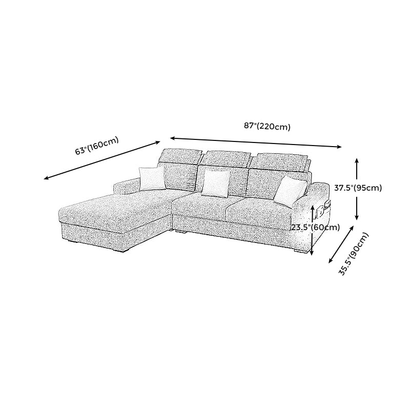 Grey Contemporary Sloped Arm Sofa with Bolster Pillows for Living Room