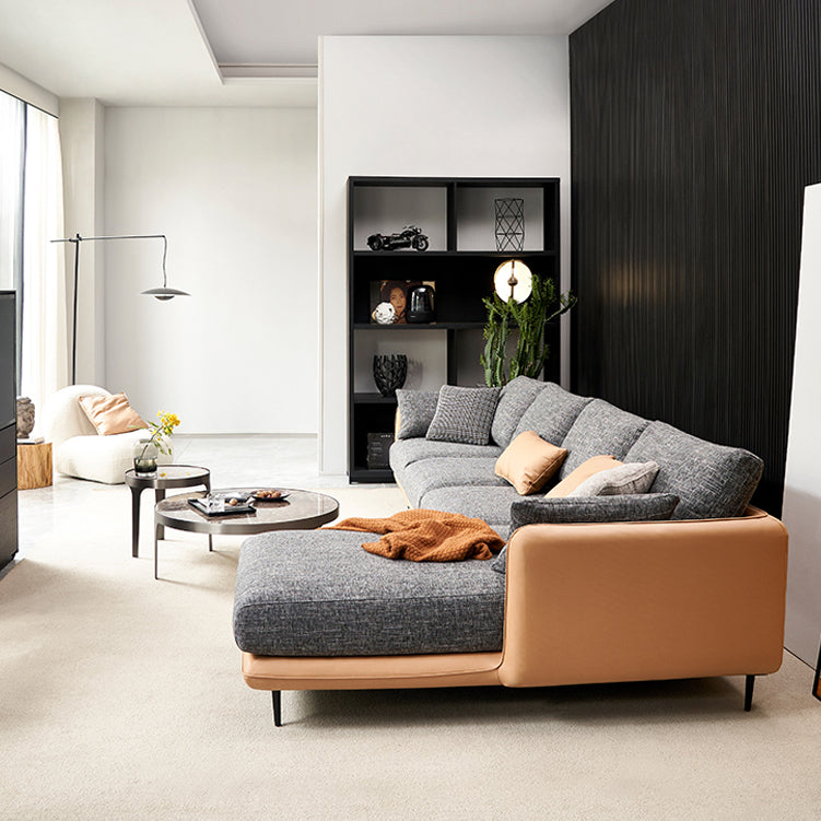 Modern Tuxedo Arm Removable Cushions Sofa with Pillows 35.43" for Living Room