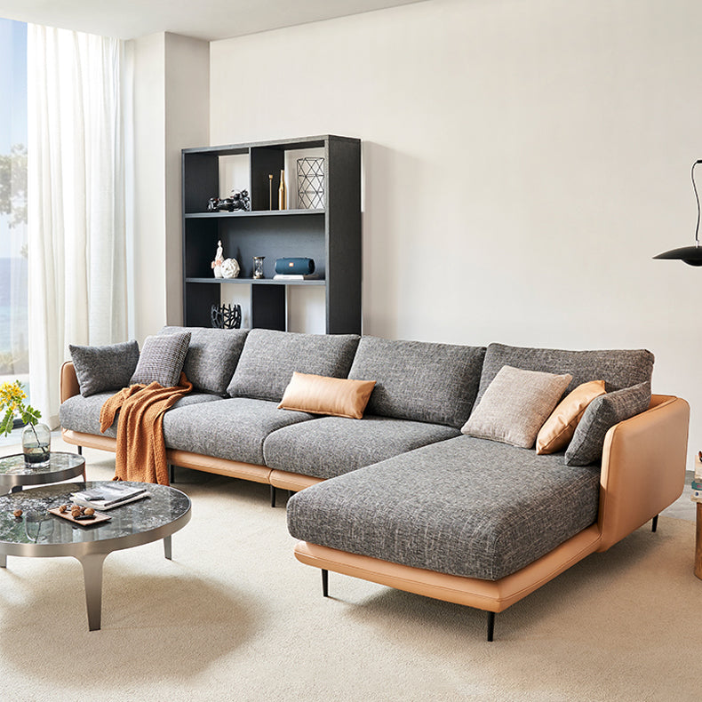 Modern Tuxedo Arm Removable Cushions Sofa with Pillows 35.43" for Living Room