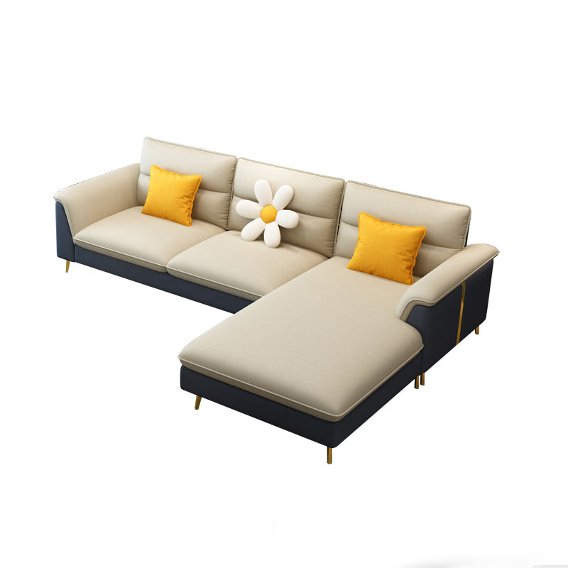 Modern Faux Leather Square Arm Sofa with Bolster Pillows for Living Room