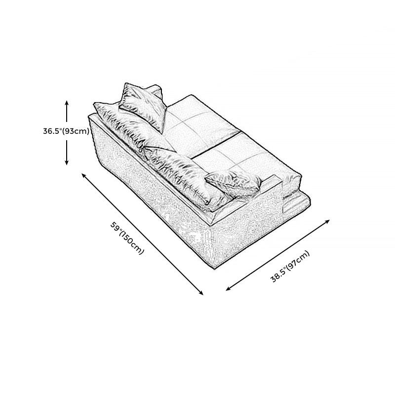 Forest Green Genuine Leather Square Arm Settee Furniture with Pillows