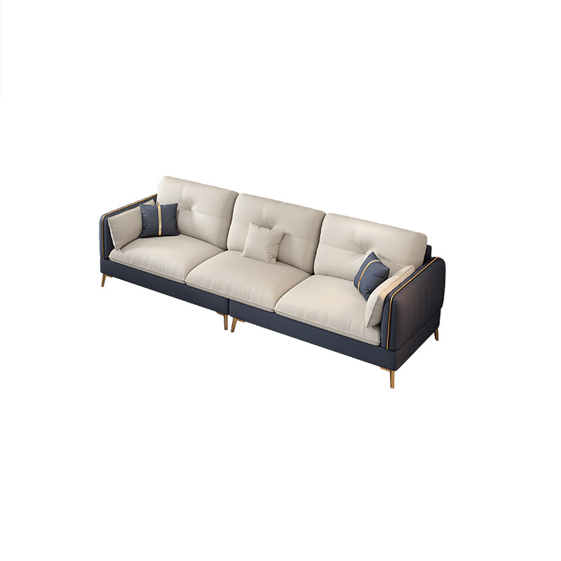 Beige Contemporary Faux Leather Sofa with Recessed Arm 30.7"