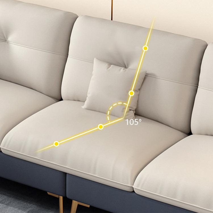 Beige Contemporary Faux Leather Sofa with Recessed Arm 30.7"