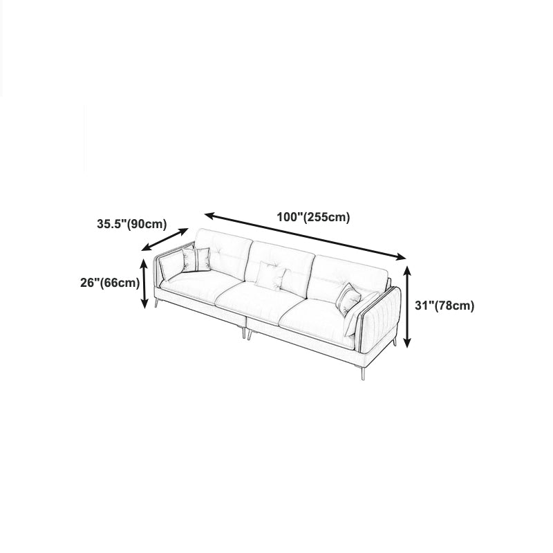 Beige Contemporary Faux Leather Sofa with Recessed Arm 30.7"