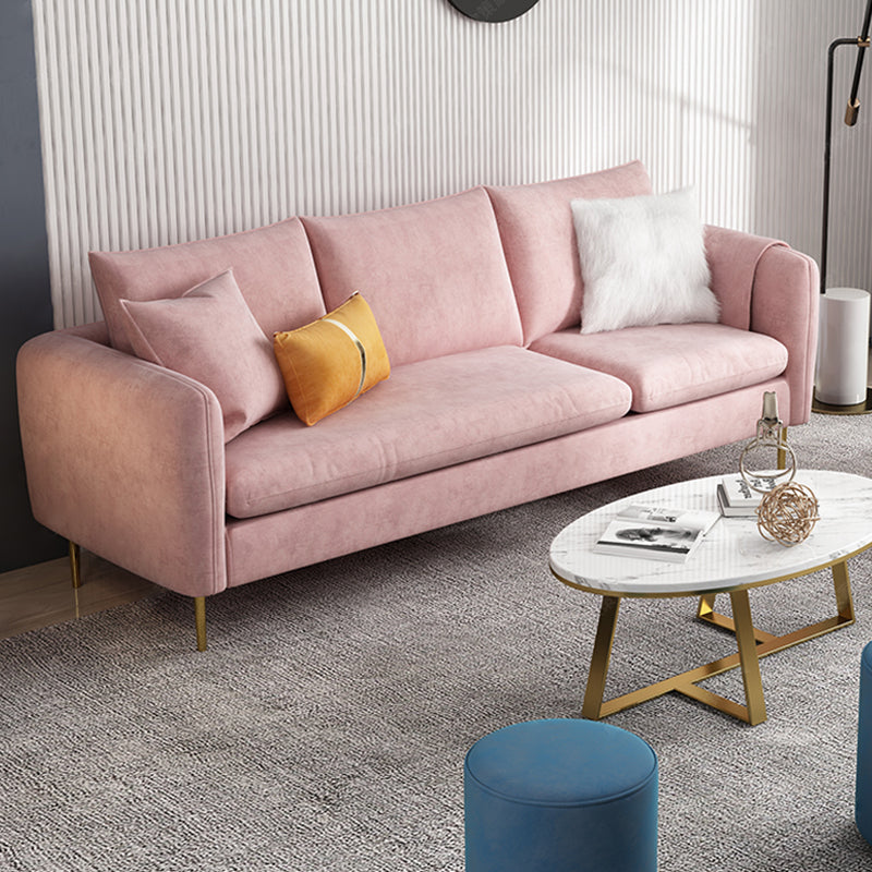 Scandinavian Velvet Sofa with 3 Pillows and Storage for Apartment