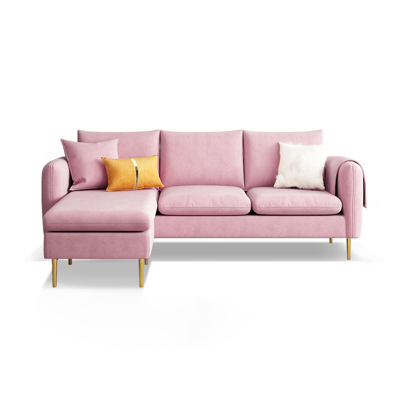 Scandinavian Velvet Sofa with 3 Pillows and Storage for Apartment