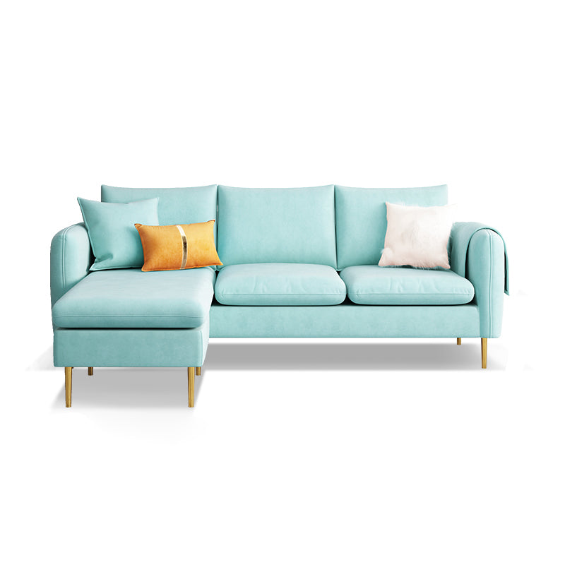 Scandinavian Velvet Sofa with 3 Pillows and Storage for Apartment