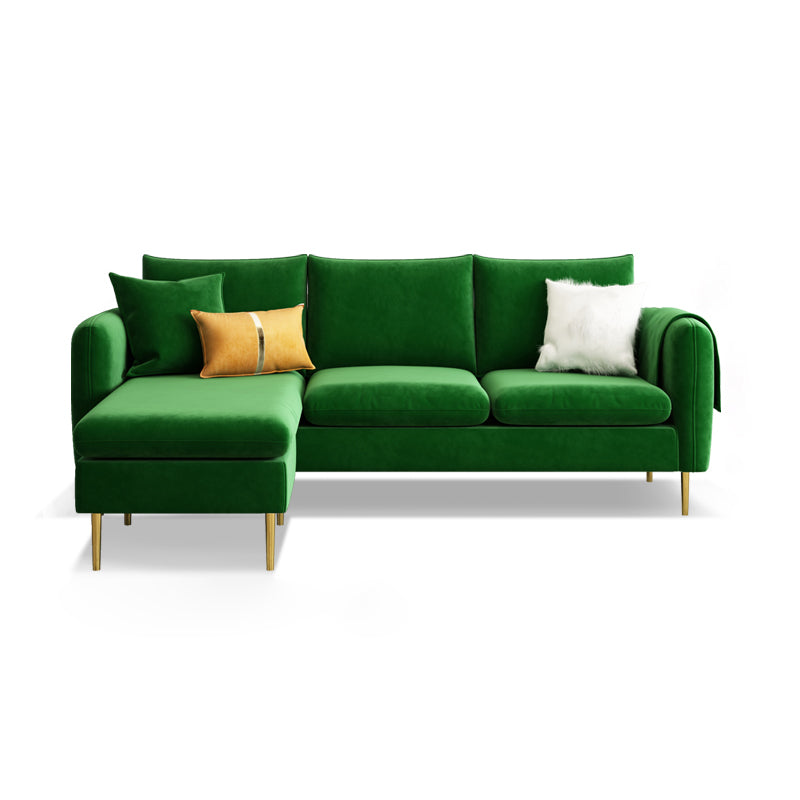 Scandinavian Velvet Sofa with 3 Pillows and Storage for Apartment