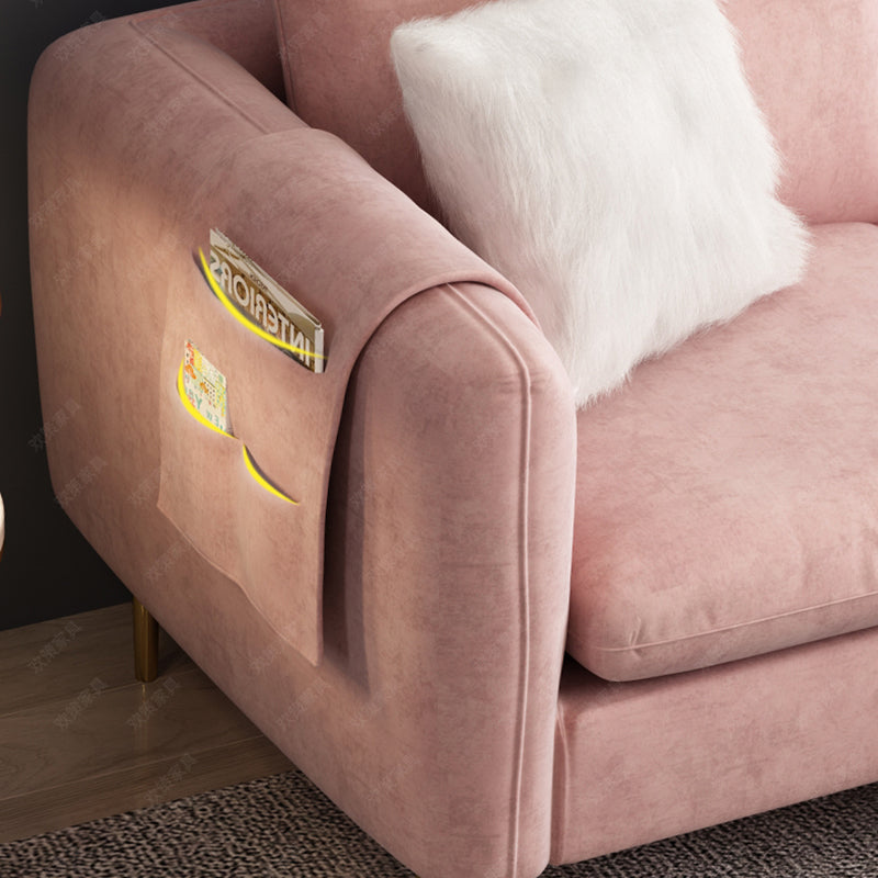 Scandinavian Velvet Sofa with 3 Pillows and Storage for Apartment