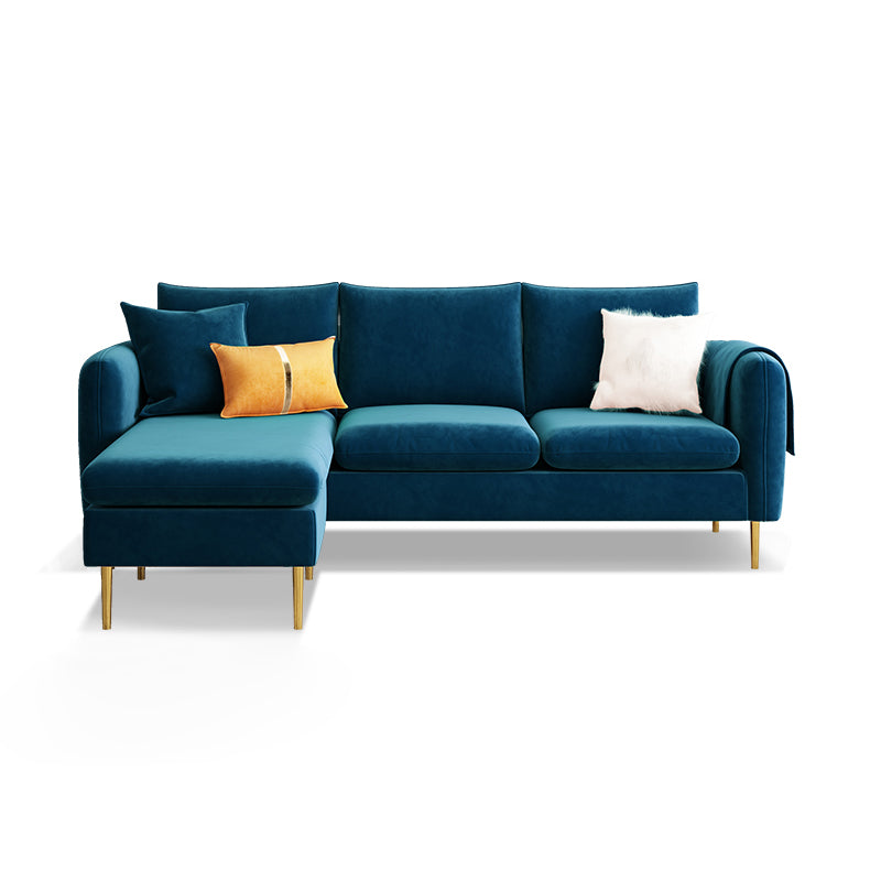 Scandinavian Velvet Sofa with 3 Pillows and Storage for Apartment