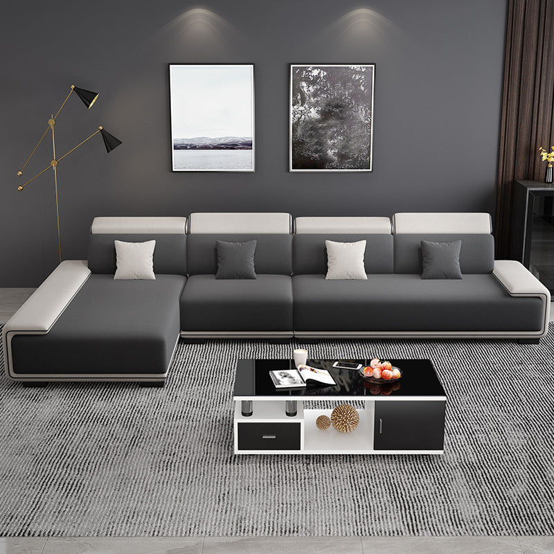 Faux Leather 4-seater Bench Seating Recessed Arm Modular Settee Furniture