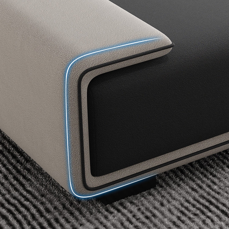 Faux Leather 4-seater Bench Seating Recessed Arm Modular Settee Furniture