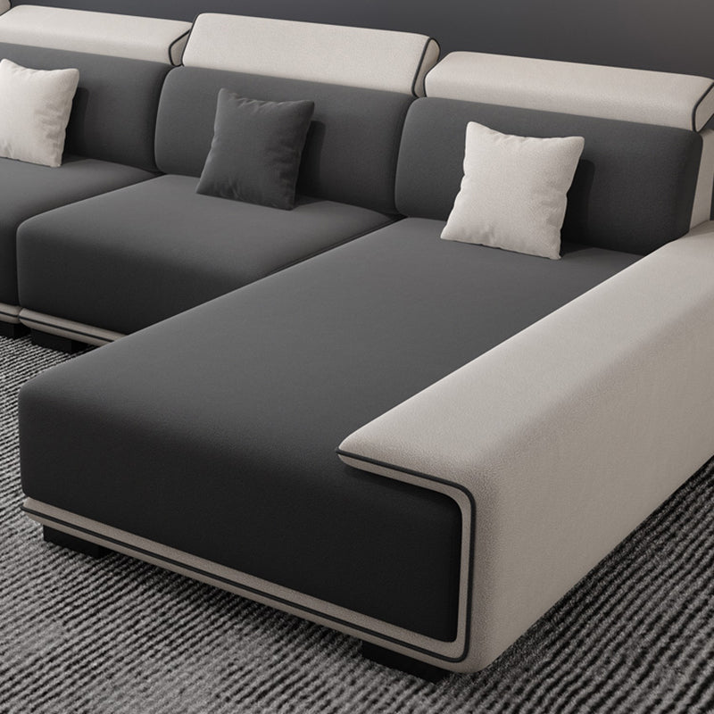 Faux Leather 4-seater Bench Seating Recessed Arm Modular Settee Furniture