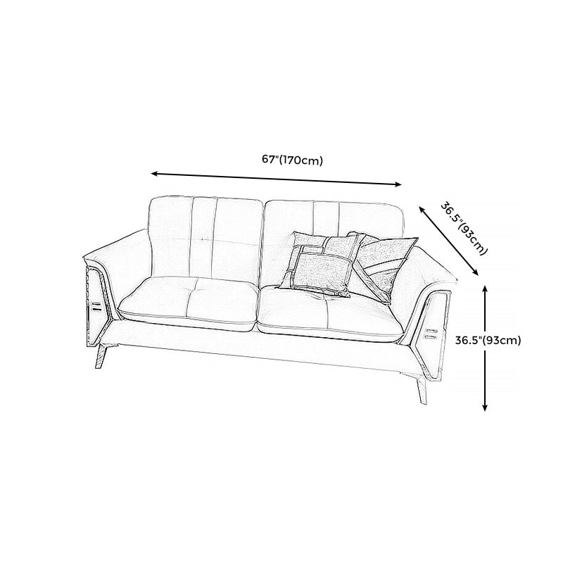 Contemporary Genuine Leather Cushions Sofa 36.61"High Pillow Top Arm Sofa,White