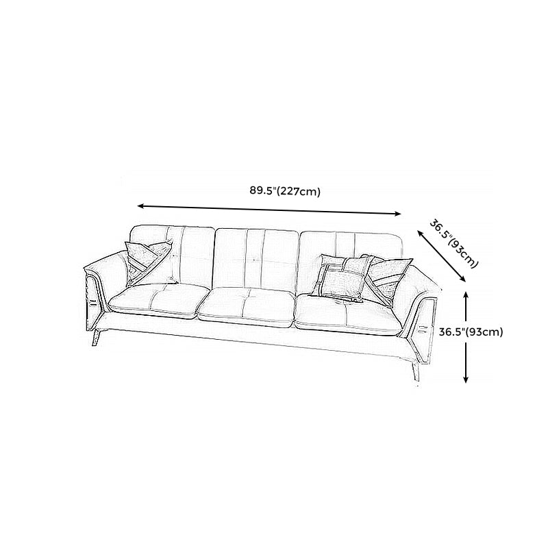 Contemporary Genuine Leather Cushions Sofa 36.61"High Pillow Top Arm Sofa,White