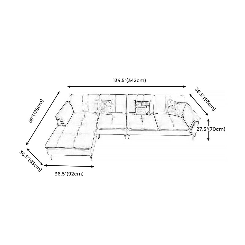 Contemporary Genuine Leather Cushions Sofa 36.61"High Pillow Top Arm Sofa,White