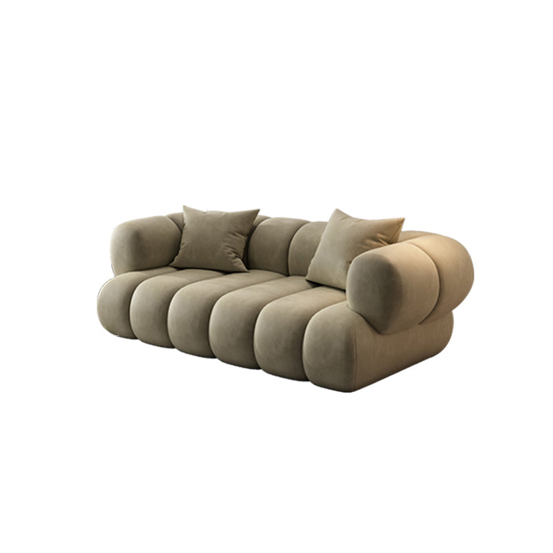 Scandinavian Green Sofa with Tuxedo Arm and Sewn Pillow Back