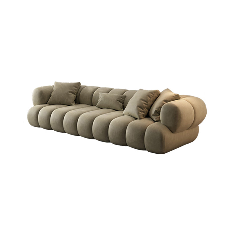 Scandinavian Green Sofa with Tuxedo Arm and Sewn Pillow Back