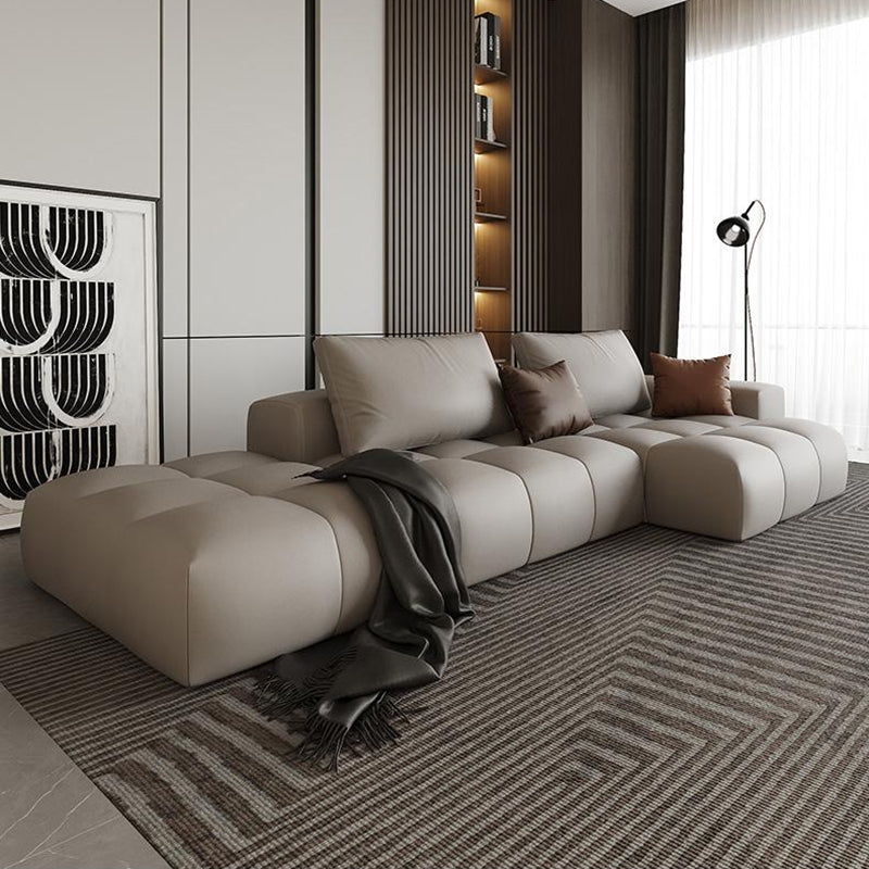 American Traditional Faux Leather Cushions Sofa 37.4"High Square Arm Sofa,White