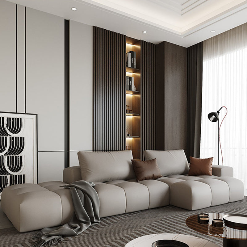 Divano americano tradizionale cuscinetto in pelle finta 37,4 "divano a braccio quadrato alto, bianco