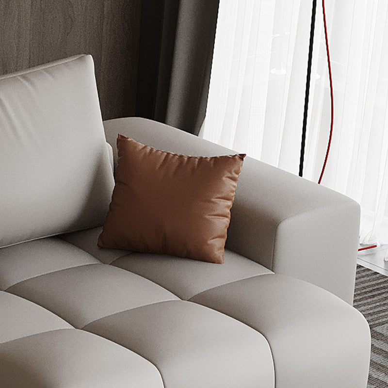 American Traditional Faux Leather Cushions Sofa 37.4"High Square Arm Sofa,White