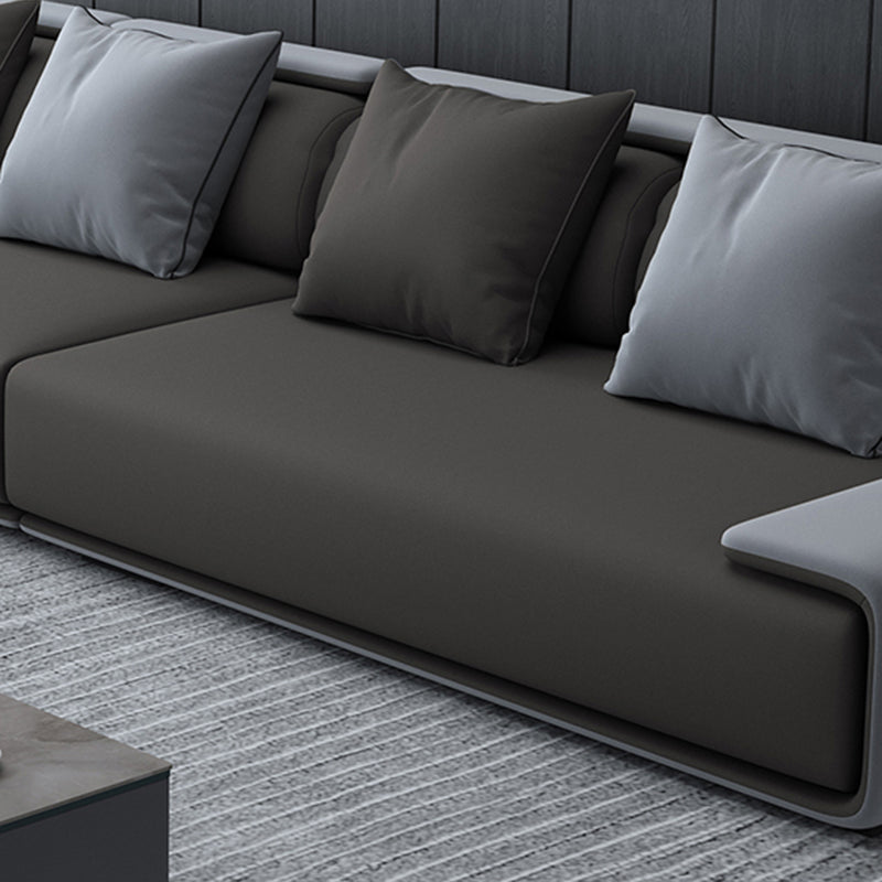 Contemporary Industrial Fabric Sofa with Bolster Pillows 29.53"High Pillow Top Arm Sofa