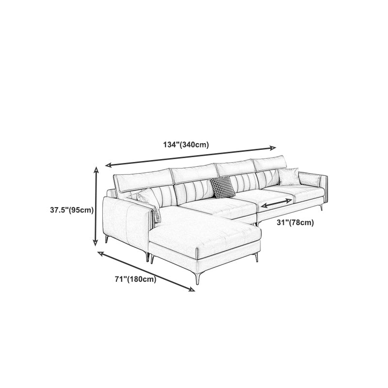 Modern Recessed Arm 4-seat Sectional with Recessed Arm for Living Room 37.8"