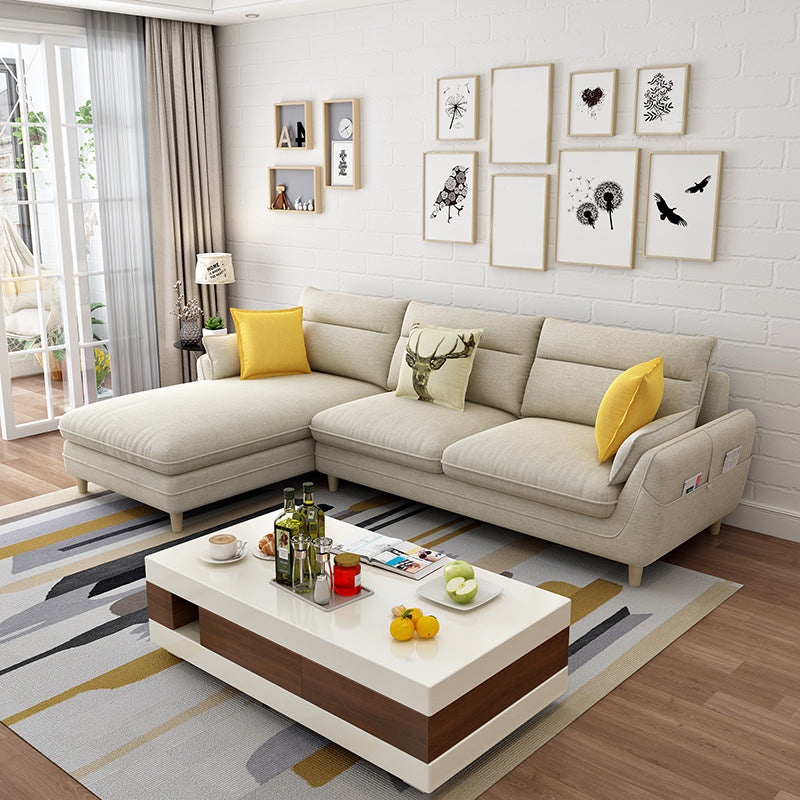 Slipcovered Fabric Sofa and Chaise 3/4-seater Pillow Top Arm Settee Furniture