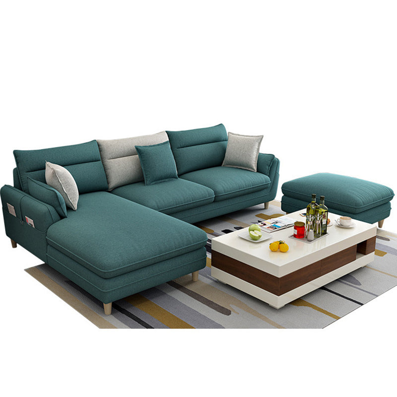 Slipcovered Fabric Sofa and Chaise 3/4-seater Pillow Top Arm Settee Furniture