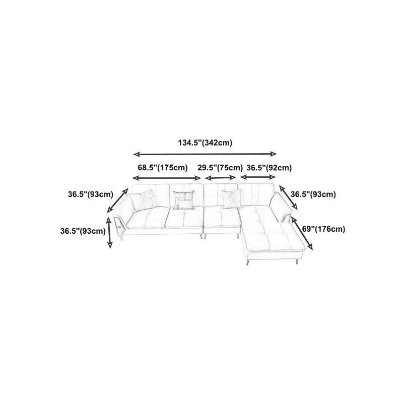 Contemporary Biscuit Back Sofa with Flared Arm for Apartment 36.61"