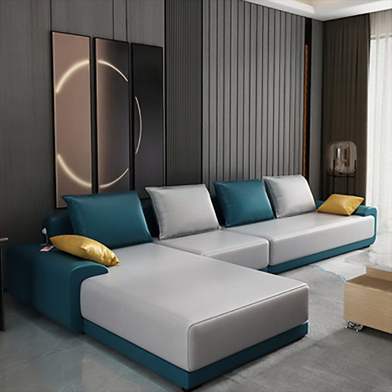 Contemporary Loose Back Removable Cushions Sofa with Reversible Chaise for Living Room