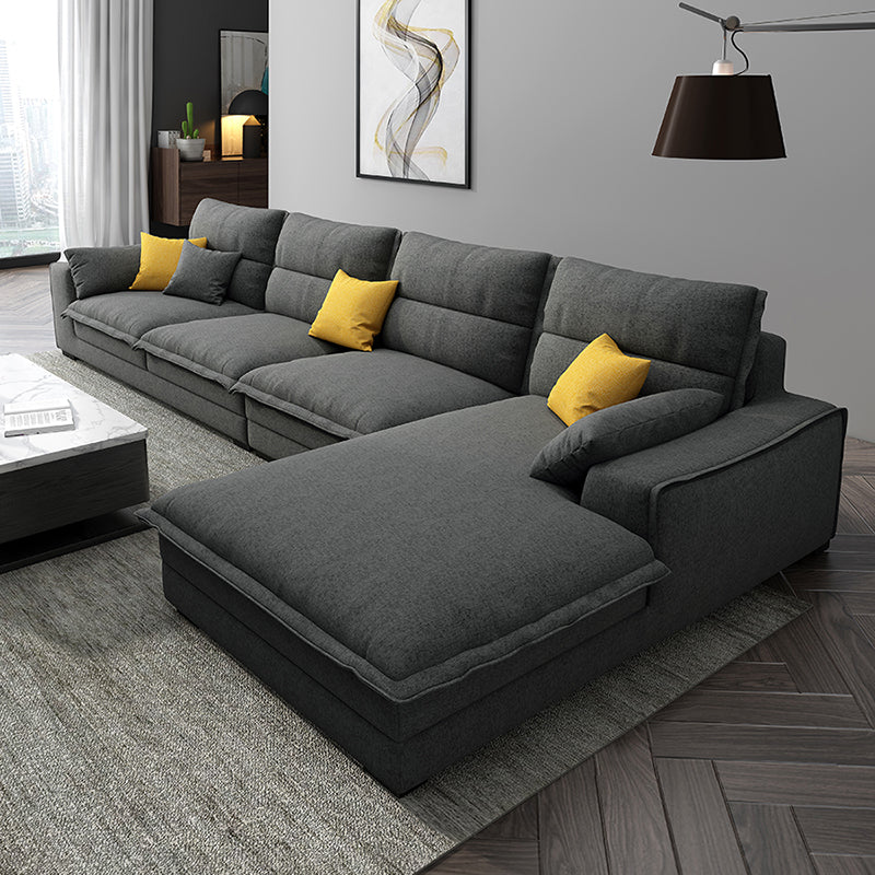 Contemporary Removable Cushions Slipcovered Sofa with Reversible Chaise for Living Room