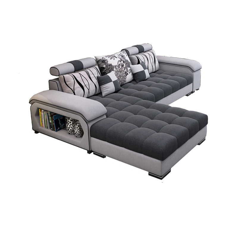 Contemporary Pillow Top Arm Sofa with Storage Adjustable Backrest Pillow Sofa