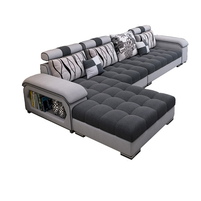 Contemporary Pillow Top Arm Sofa with Storage Adjustable Backrest Pillow Sofa