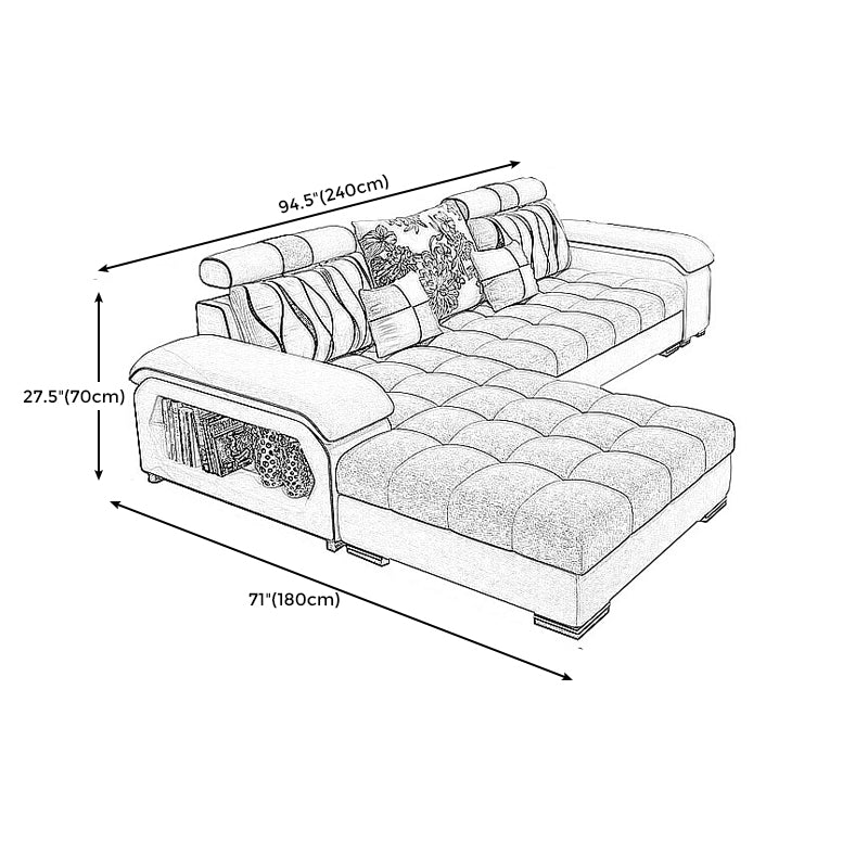 Contemporary Pillow Top Arm Sofa with Storage Adjustable Backrest Pillow Sofa