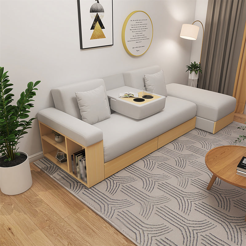 Contemporary Fabric Convertible Sofa Bed 29.53"High Pillow Top Arm Sofa Bed with Storage