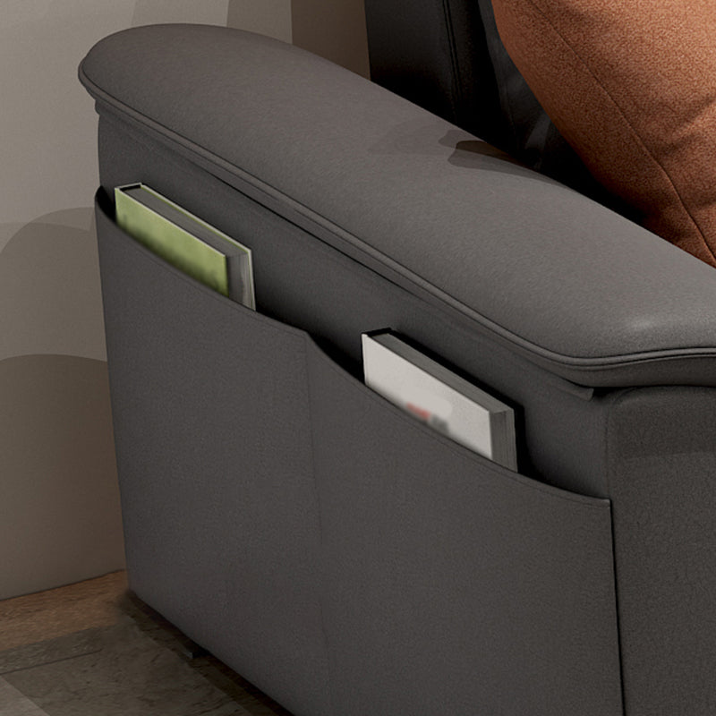 Modern Pillow Top Arm Sofa with Adjustable Bolster Pillows and Storage Bag